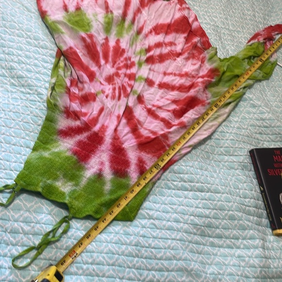 Tie-dye tube top handkerchief, hem, asymmetric dress - Picture 7 of 7